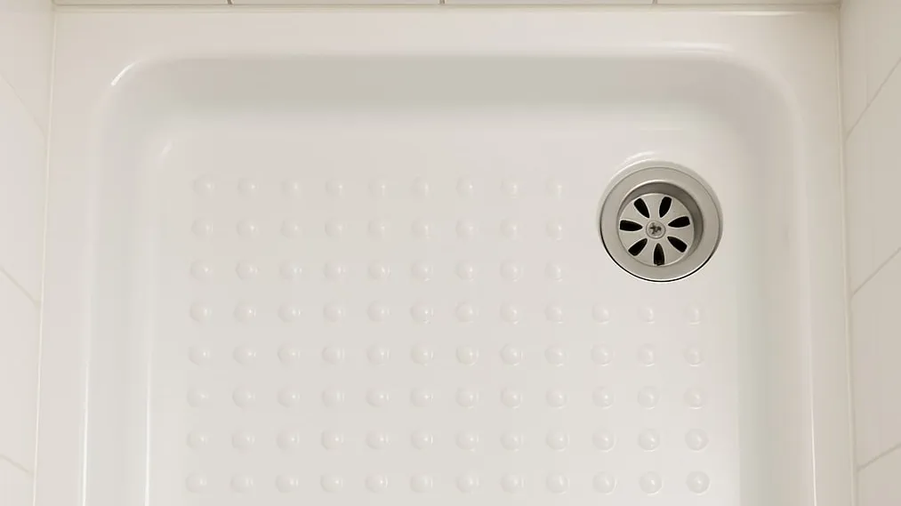Shower base after professional surface refinishing