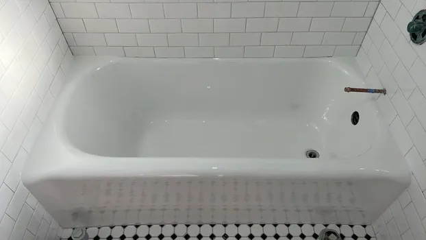 Completely restored gleaming white bathtub after professional refinishing by Fresh Tub in Los Angeles